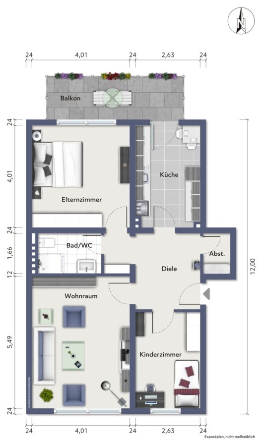 Blömker! Helle 3,5-Zimmer Wohnung in zentraler Lage, mit Balkon zum Entspannen in Gladbeck-Mitte! - Foto 3